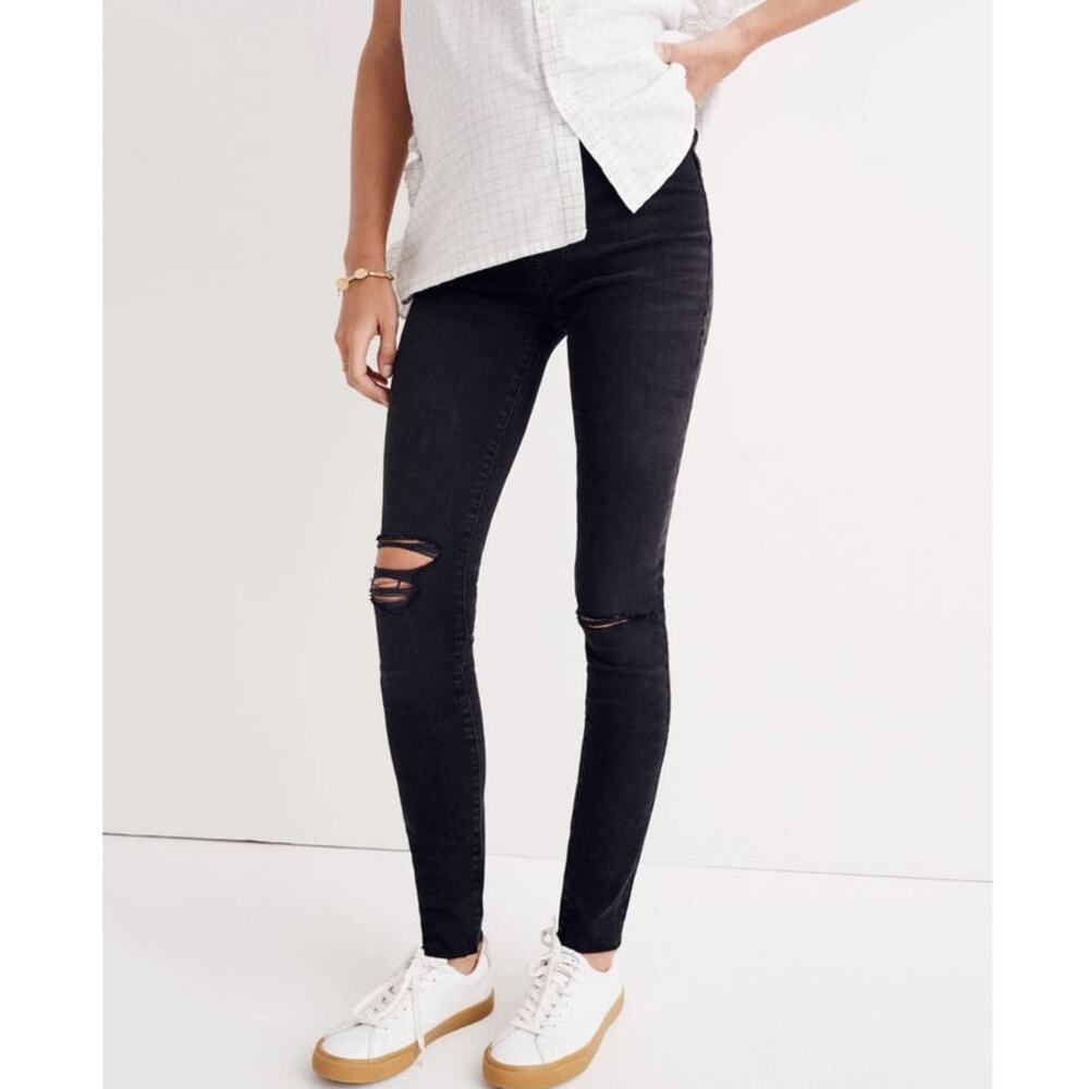 NWT Madewell Maternity Over-the-Belly Skinny Jeans in Black Sea Size 27‎